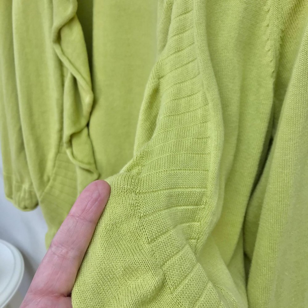 3/4 Sleeve Ruffled Edge Open Front Cardigan - Picture 7 of 13